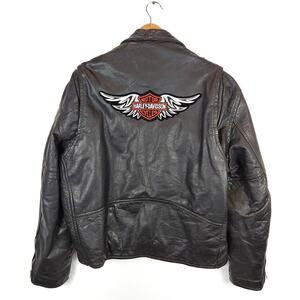 Highway One Harley Davidson Vintage Black Leather Moto Motorcycle Jacket XL